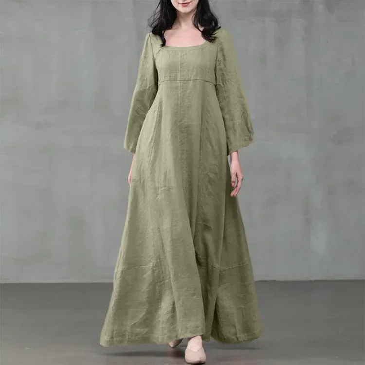 Medieval Dress Woman Costume Palace Cotton Linen Summer Victorian Cosplay Long Maxi Kaftan Robe Halloween Carnival - Image 6