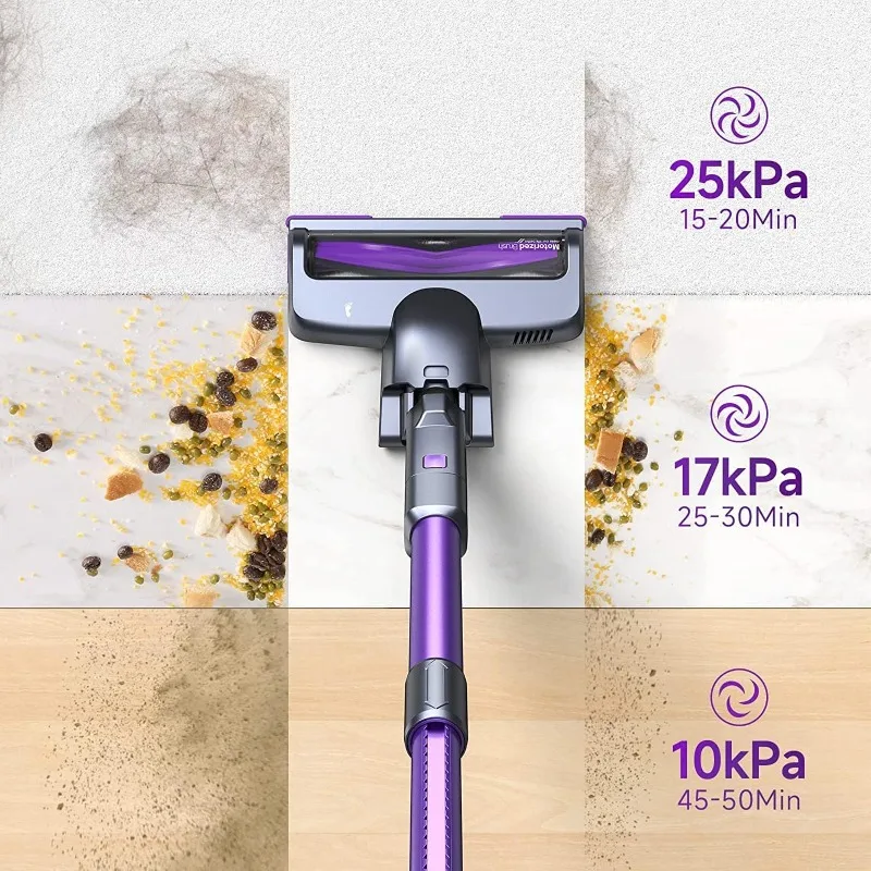 Lubluelu Cordless Vacuum Cleaner,25000Pa Cordless Stick Vacuum with 235W Brushless Motor, 50min Runtime, Detachable Battery