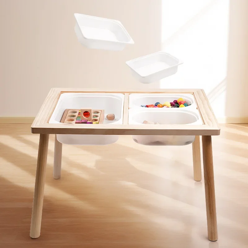 Wooden children's activity Montessori furniture Children's and chairs Sensory kindergarten table Study