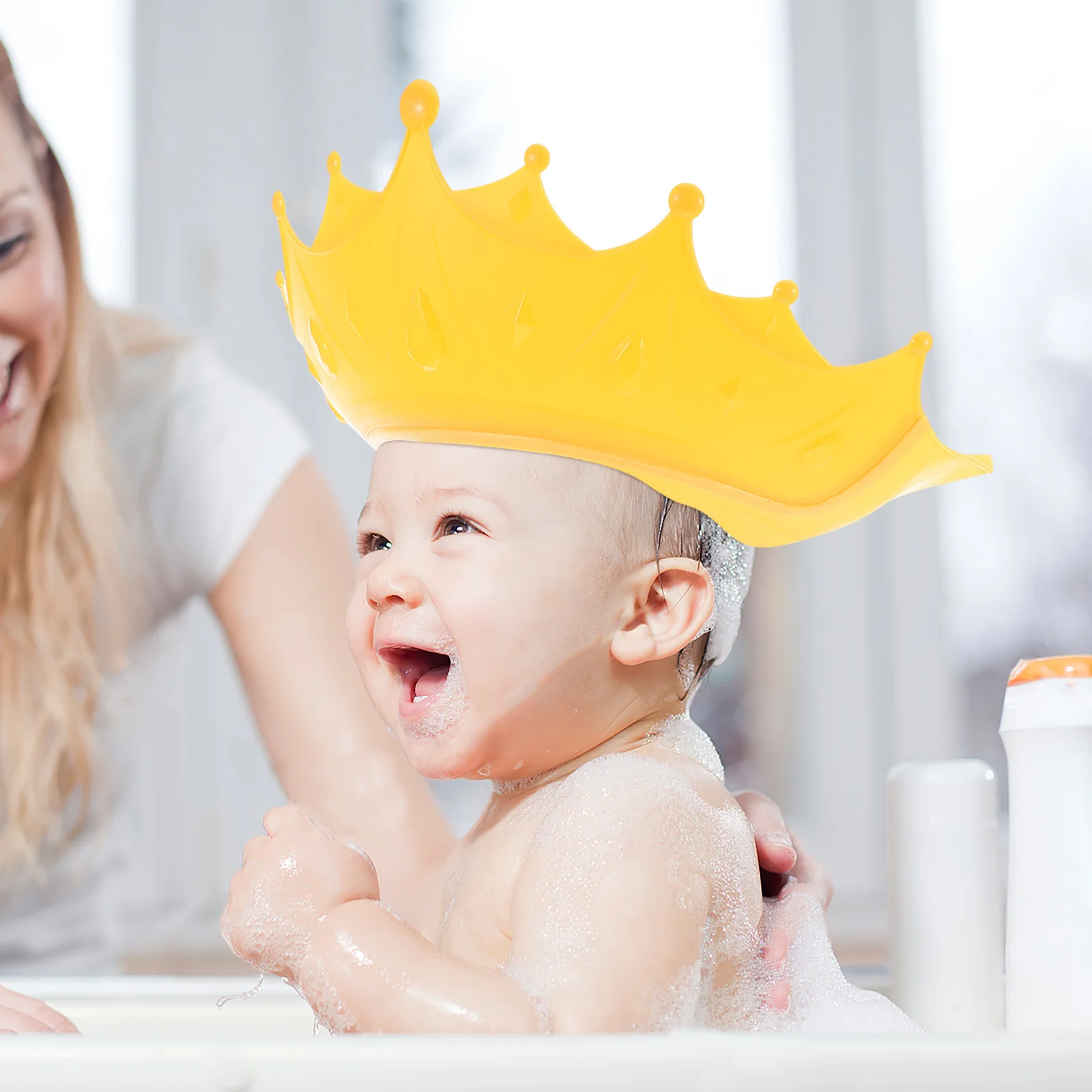 

2 шт. детских шапочек для купания с регулируемым козырьком для мытья волос, защита глаз и ушей, детская шапочка для ванны для малышей