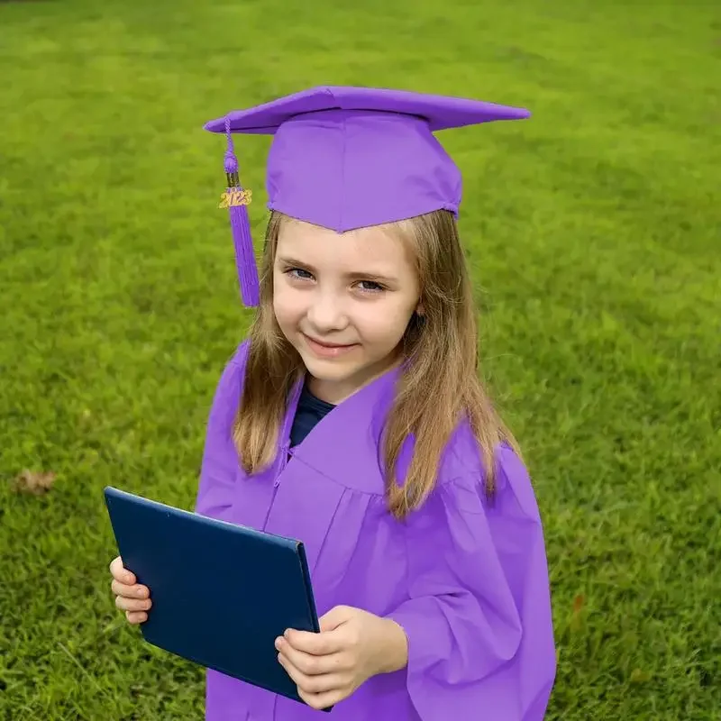 Bata de graduación para preescolar, conjunto de gorros y borlas, cómodo, Unisex, para fiesta de graduación y guardería, 2024