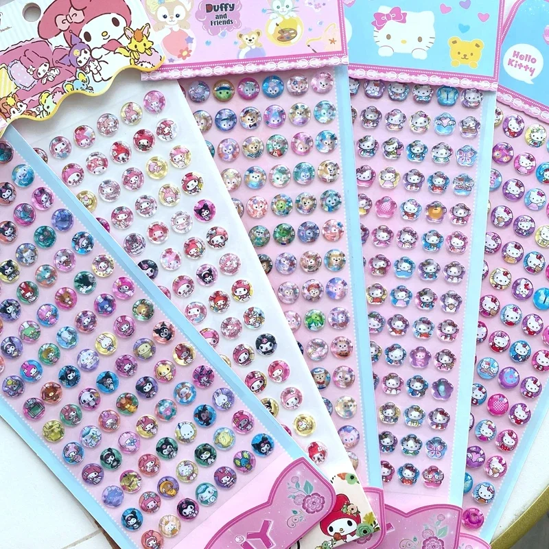 Sanrio-pegatina de cristal de Hello Kitty Kuromi, juguetes de dibujos animados para niños, cuaderno, teléfono móvil, ordenador, monopatín, venta al por mayor