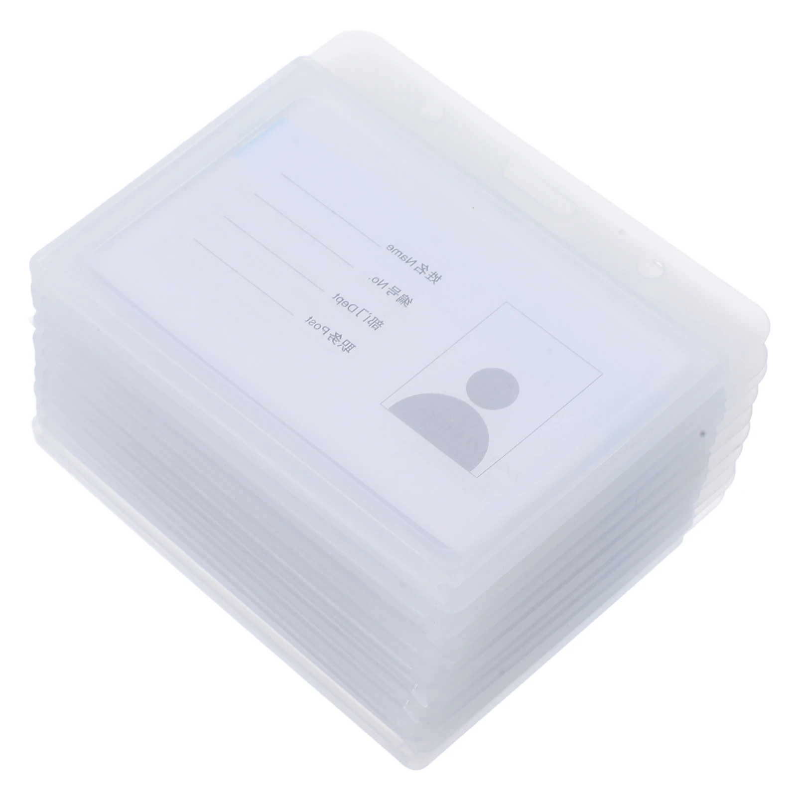 

10pcs Waterproof Card Holder Horizontal Clear Plastic Badge Sleeves Cover ID Storage Campus Employee Name Tag Protector