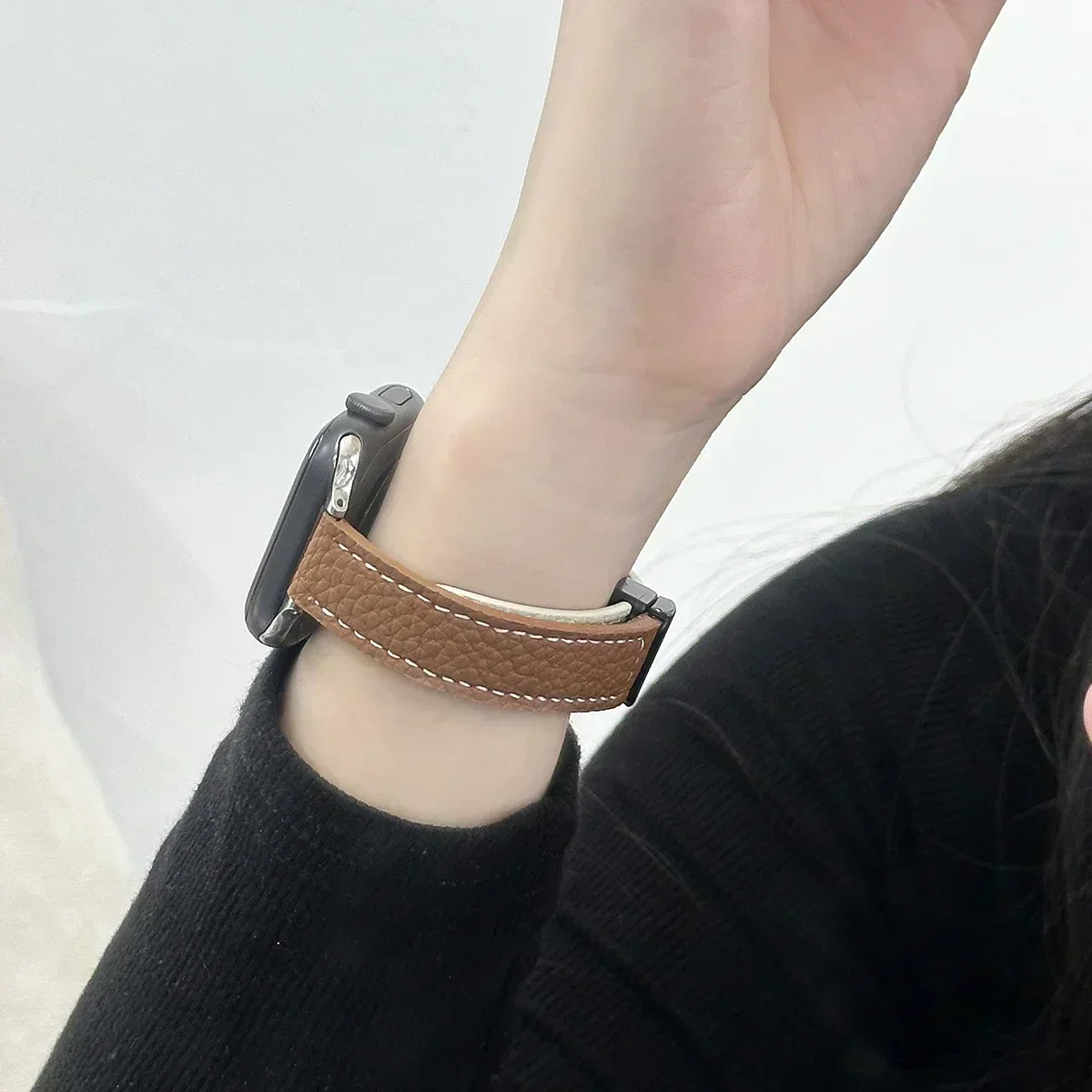 للطي مشبك الجلود حزام مغناطيسي ل أبل ساعة S10 42/46 مللي متر 9 8 7 6 SE 5 4 سليم حزام الساعات 38 40 44 مللي متر 45 مللي متر 41 مللي متر ل iwatch