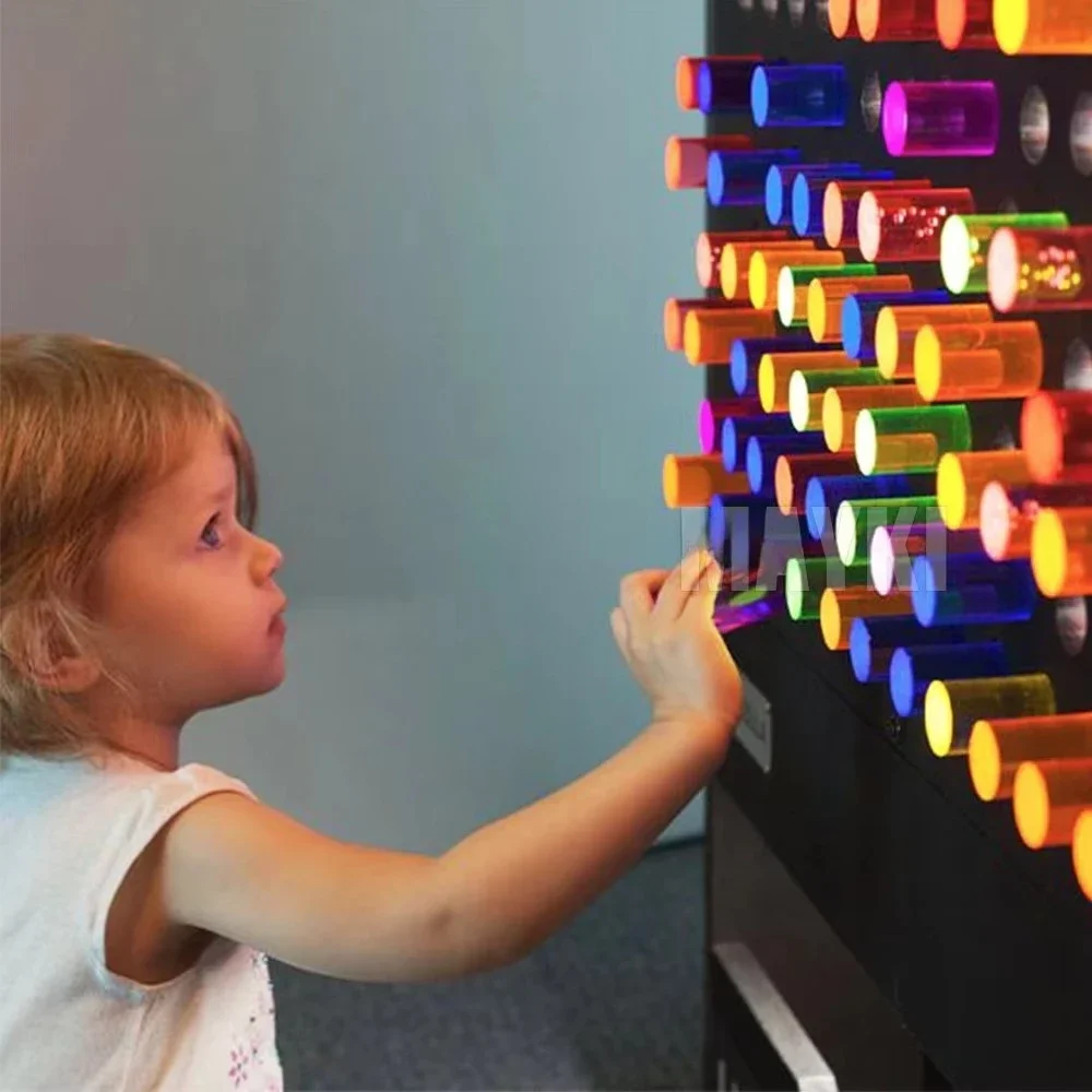 Toy lights, light-emitting diodes, acrylic nail boards, interactive sensory wall panels for children with autism