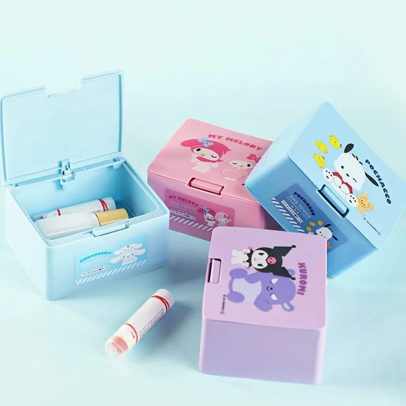 Sanrio Kulomi Meileti Cotton Swab Stick Box, Press Elastic Lid Storage Box, Cosmetics Storage Box