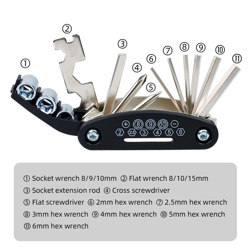 VXM Bicycle Multifunctional Tool 16 In 1 Pocket Mini Repair Tool Portable Bike Screwdriver Repair Cycling Tool Accessories Parts