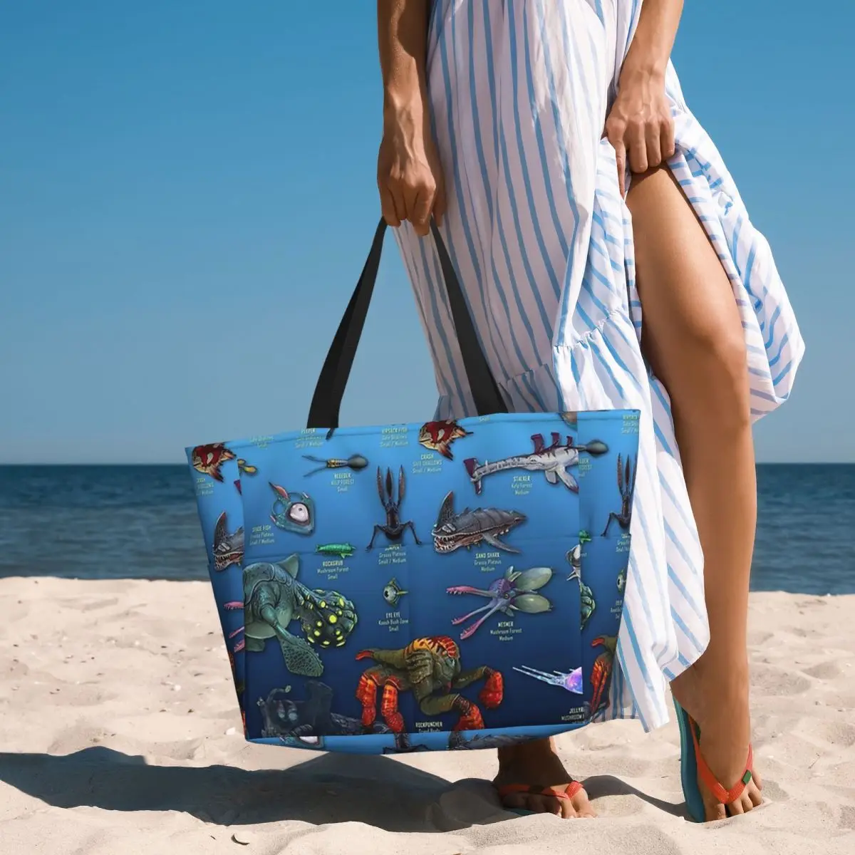 

Cartoon Popular Funny Subnautica Below Zero Beach Tote Bag Sport Gym Yoga Duffle Large Tote Bag Women Travel Bag Fitness bag