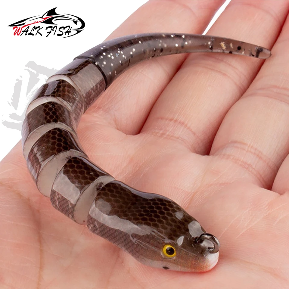 WALK FISH Fishing Lure Jointed Yellow Eel 12cm 12g Artificial Bait Hard body silicone Soft Tail Bait Saltwater Sea Fishing