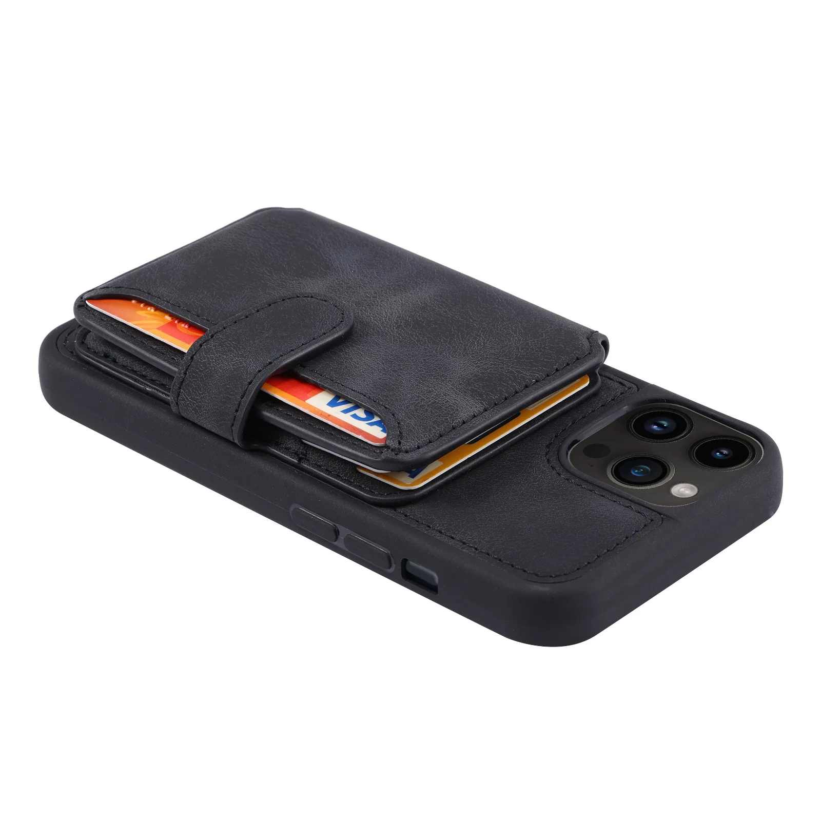 Funda de cuero de lujo con bolsillo para tarjeta de teléfono, carcasa trasera a prueba de golpes para iPhone 15 Pro Max 14 13 12 11 Pro Max 15 Plus