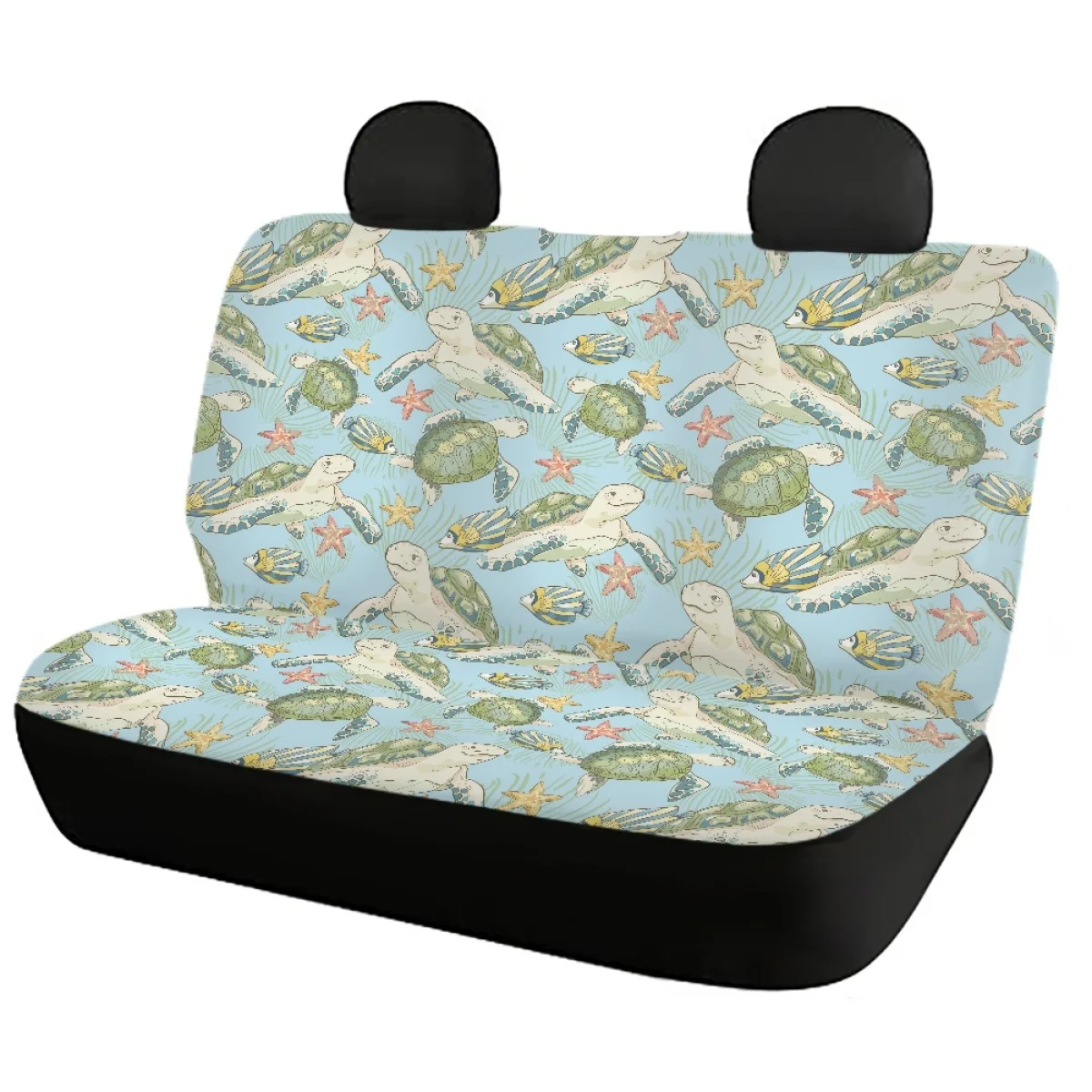 INSTANTARTS Cartoon Sea Turtle Car Interior Seat Protector Universal Auto Seat Covers Vehicle Full Set Car Interior Accessories