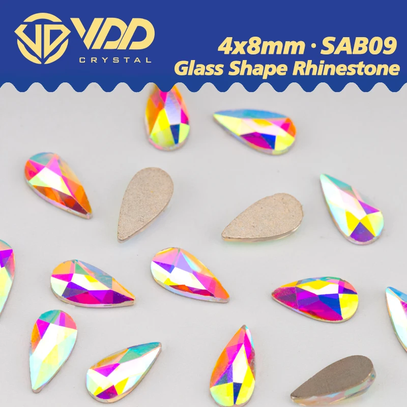 VDD 4x8mm 100/500/1440Pcs Glass Shape Crystal Rhinestones Crystal AB Flatback Wholesale DIY Crafts Nail Art Decoration SAB09