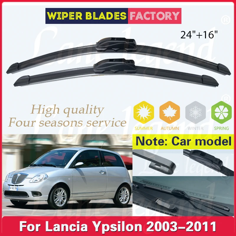 For Lancia Ypsilon 2003 - 2011 Car Wiper Blades Soft Rubber Windshield Windscreen Front Window Blades 24