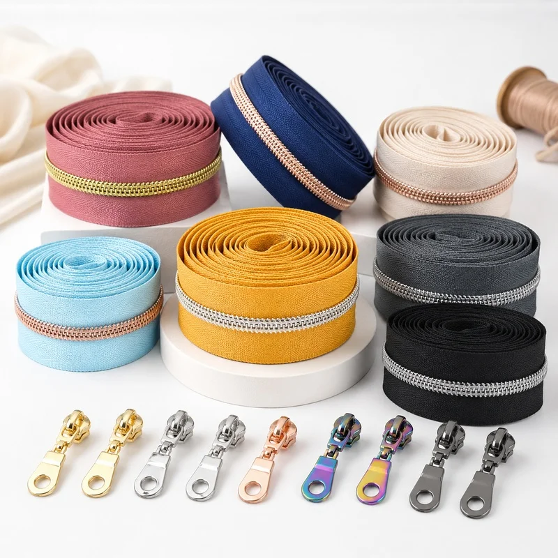 

5/10/20M 5# Nylon Zipper Tape With Sliders Coil Zip Roll For Garment Bag Repair Sewing DIY Accessories Supplies Kit Craft Bulk