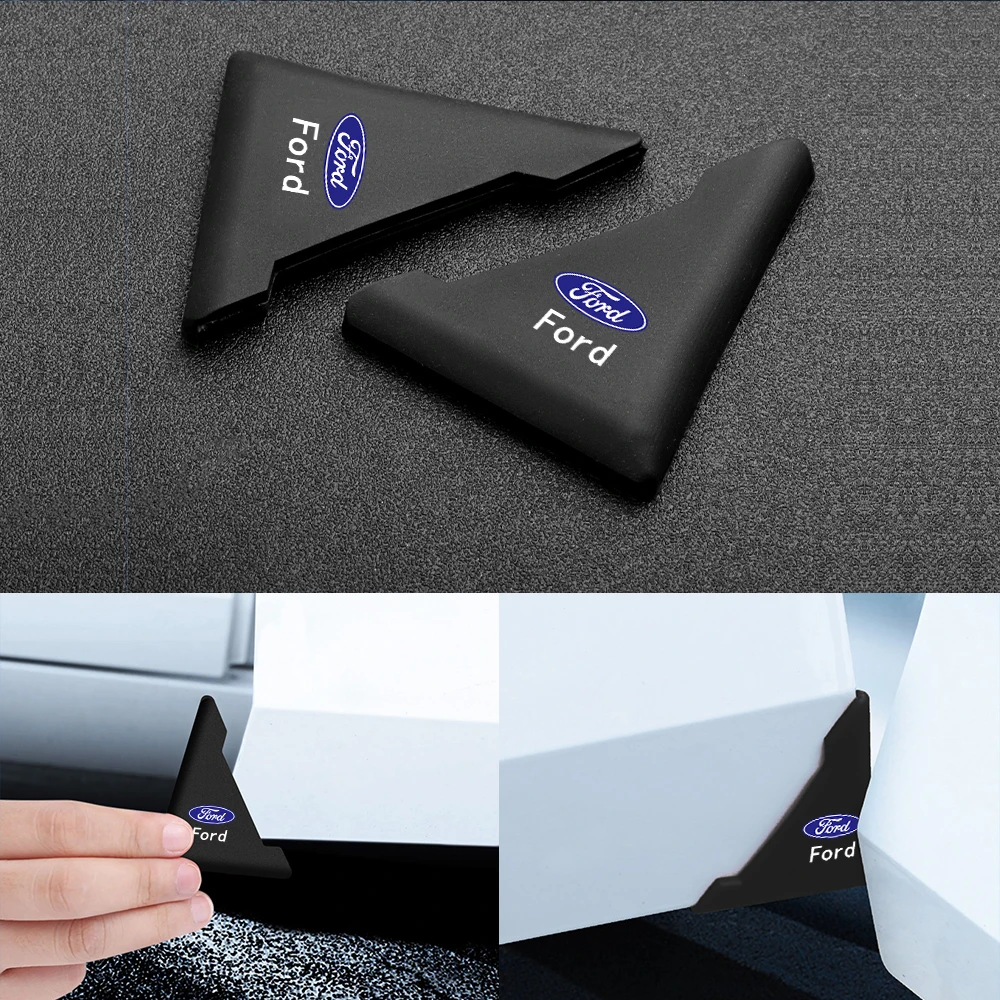 

2PCS Silicone Car Badge Door Corner Cover Bumper Crash Scratch Protector For Ford CMax Fusion Escort Explorer Kuga Mustang ST RS