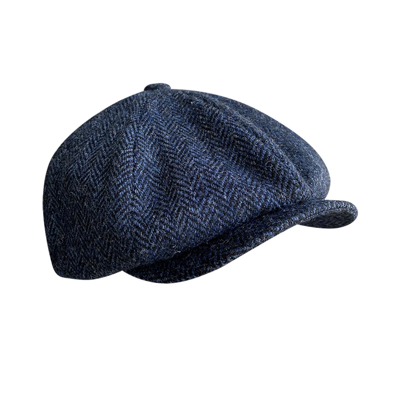 Men\'s Brand Winter High Quality Wool Newsboy Hats Herringbone Octagon Cap Royal Blue Women Gatsby Flat Hat BJM18