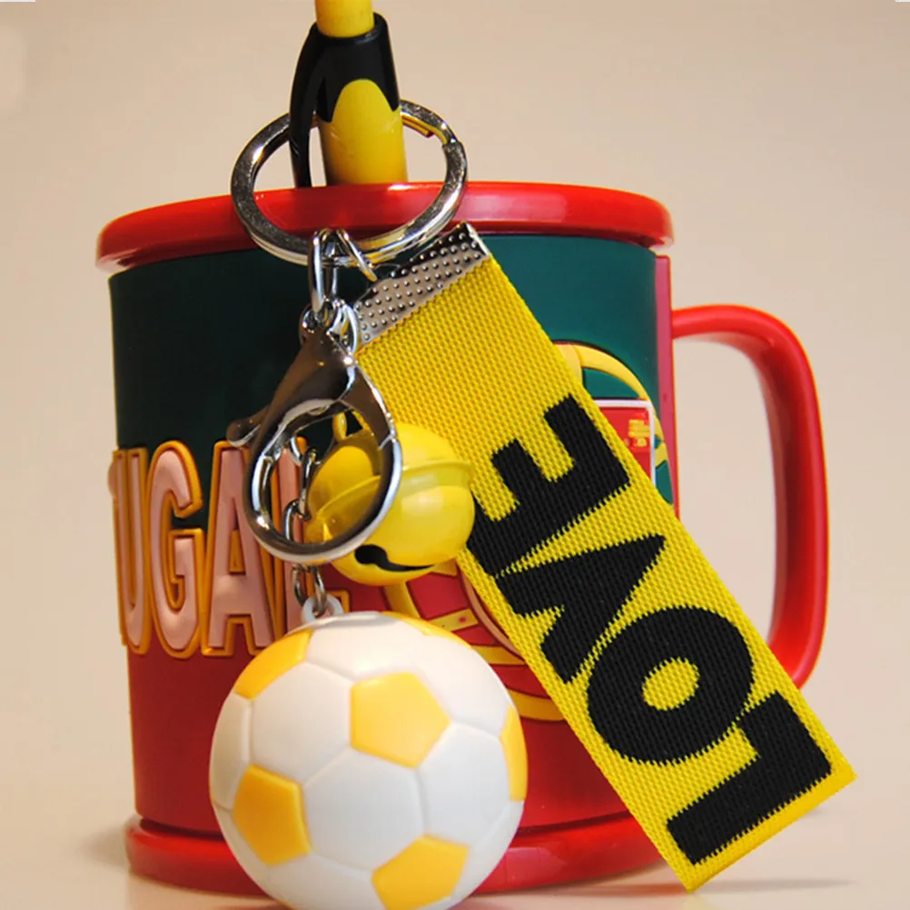 5Pcs Football Keychains Corrosion Resistant Soccer Key Rings for Sports Fans Players Coaches Gifts Black Red Blue Yellow Green