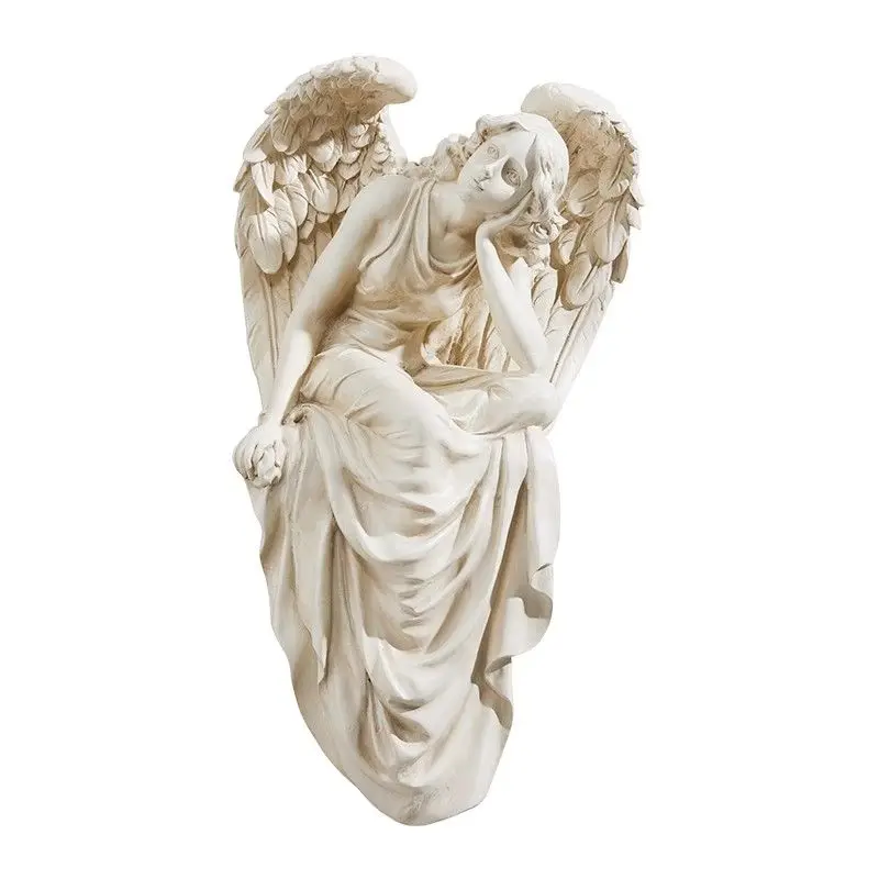 xx-European Vintage Sitting Posture Angel Sculpture Decoration Home Livingroom Furnishing Ornaments Garden Courtyard Accessories