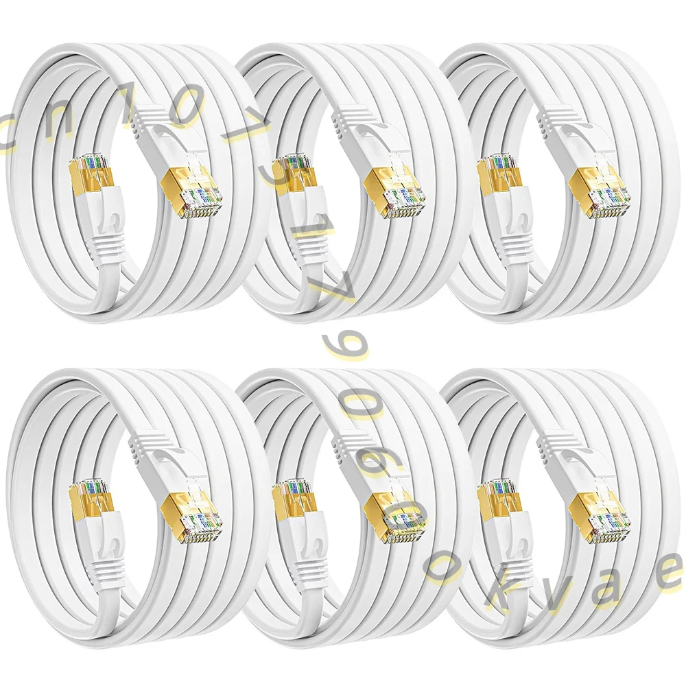 2/4/6pcs Flat Cat 7 Ethernet Cable 10Gbps Shielded High Speed RJ45 Network LAN Patch Cord for Router Switch Modem 1/1.5/2/3/5m