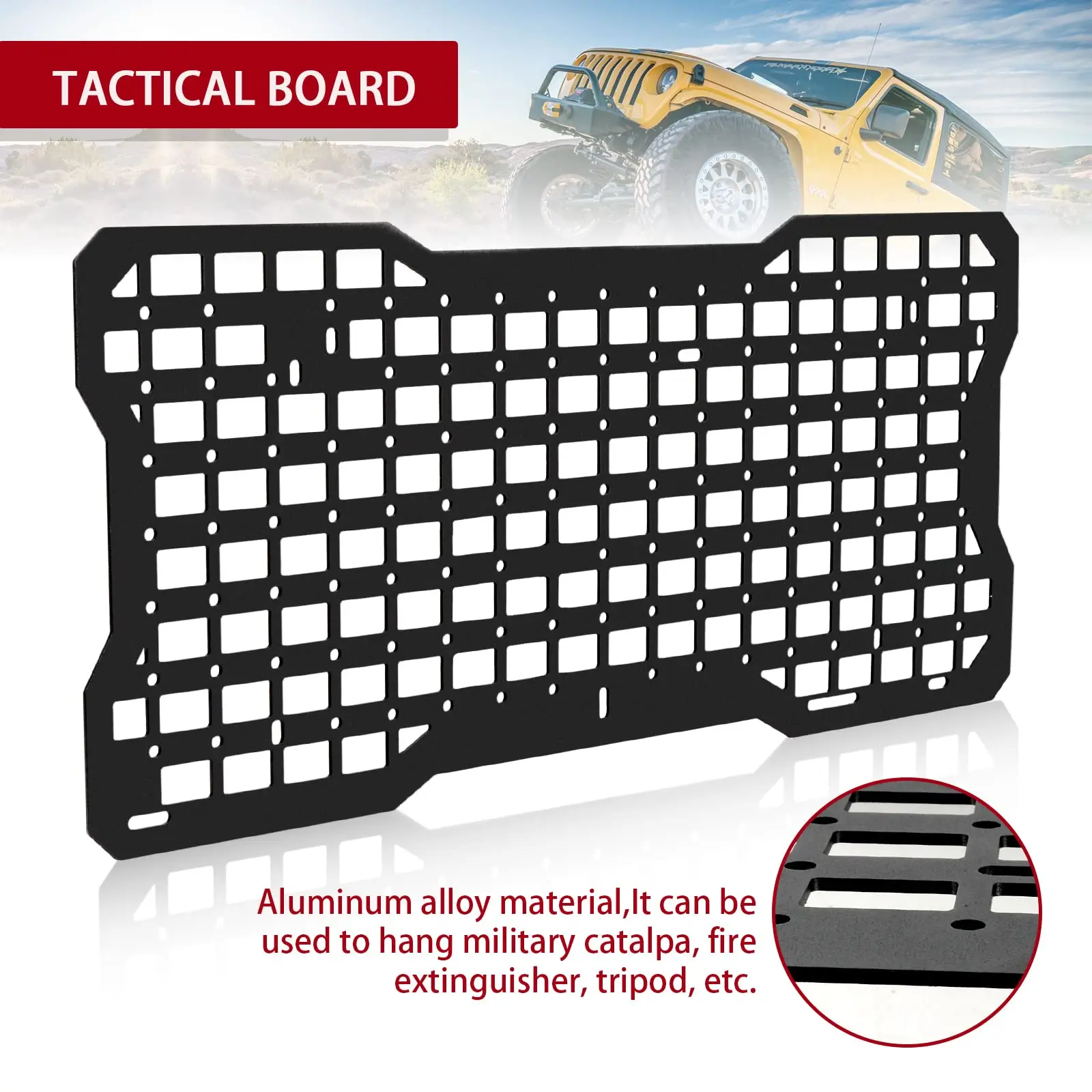 Tailgate Moll Panel Rear Door Cargo Organizer Kit Interior Storage for Jeep Wrangler 2007-2022 JK JKU & 2018-2022 JL JLU