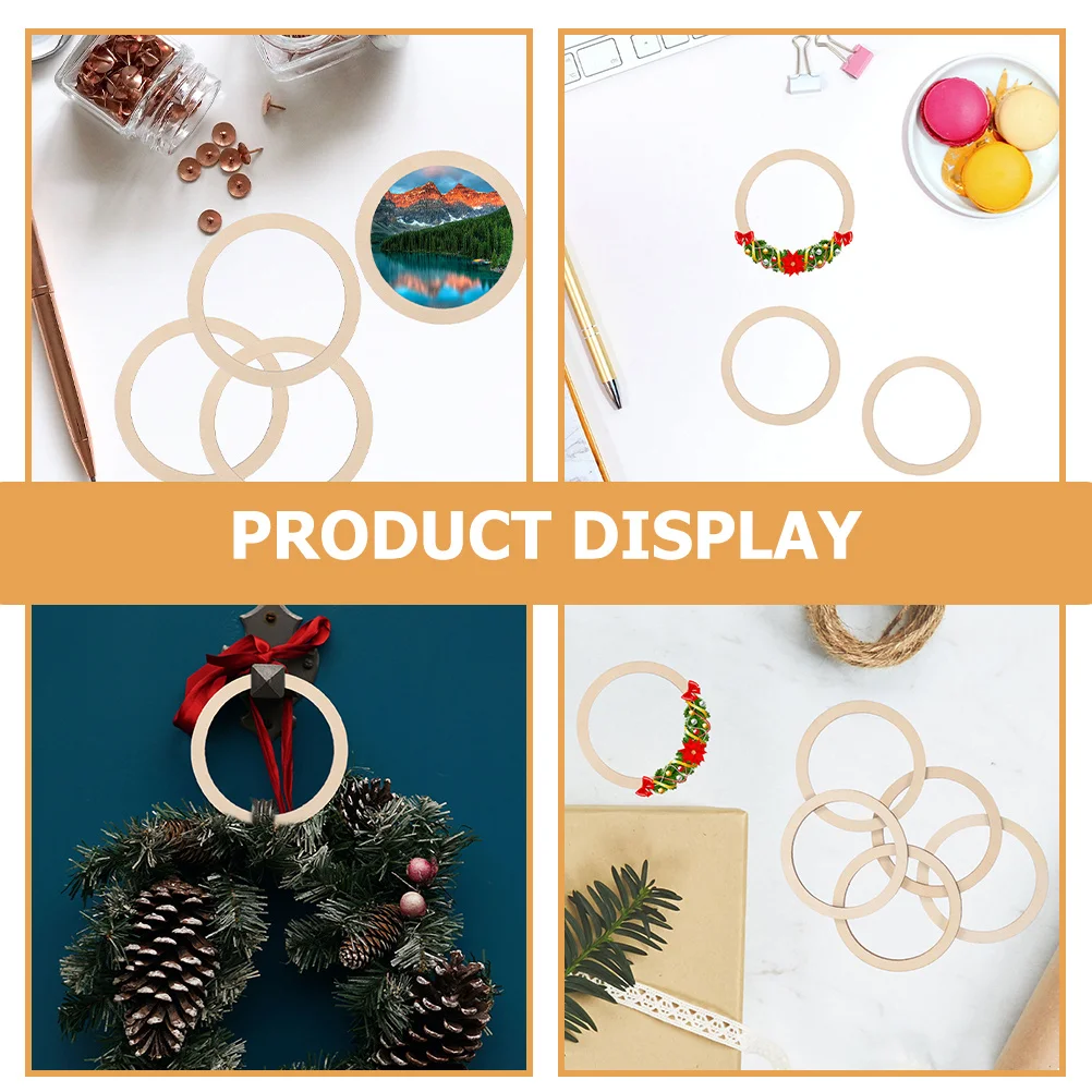 

100Pcs Wood Rings Durable Smooth Wood Wreath Hoops for DIY Dream Catcher Macrame Crafts Floral Hoop Wall Hanging Decoration