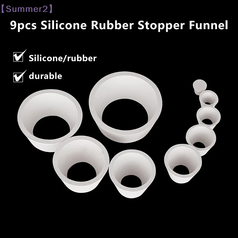 9Pcs Suction Bottle Mat Rubber Filter Cone Smooth Stopper Filtration Assemblies Adapter Tapered Silicone Stopper Funnel〔Sum2〕