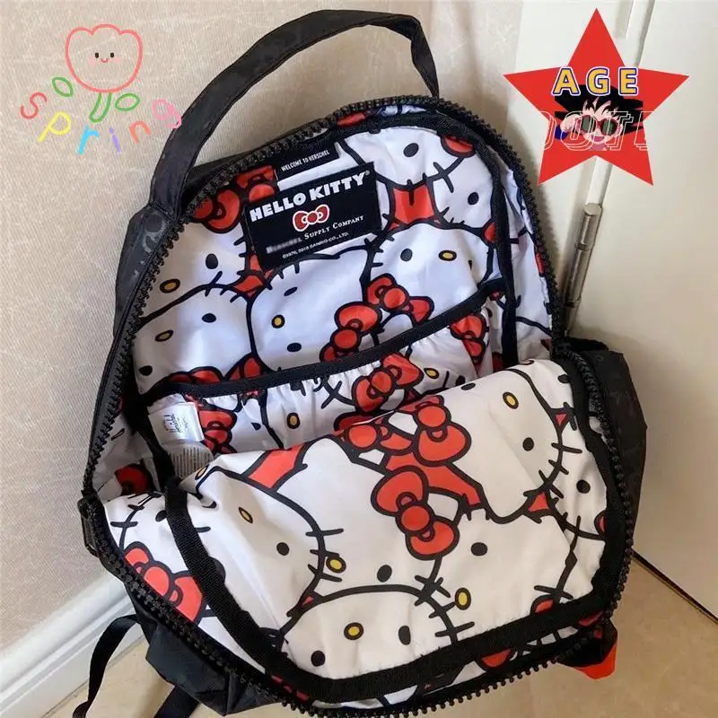 Sanrio Hello Kitty Backpack Anime Men Women Kawaii Cartoon Cute Light High Capacity High Quality Nylon Travel Student Bag