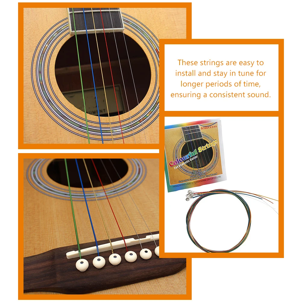 6 قطعة سلاسل الغيتار سبائك النحاس الملونة المغلفة الصوتية استبدال الصوت الدافئة الغيتار الشعبي اكسسوارات سلاسل صوتية