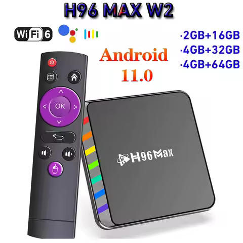H96 MAX W2 Android 11 TV Box Amlogic S905W2 Quad Core 4G 64G Support 4K Video BT Wifi6 Voice Assistant Media Player Set Top Box