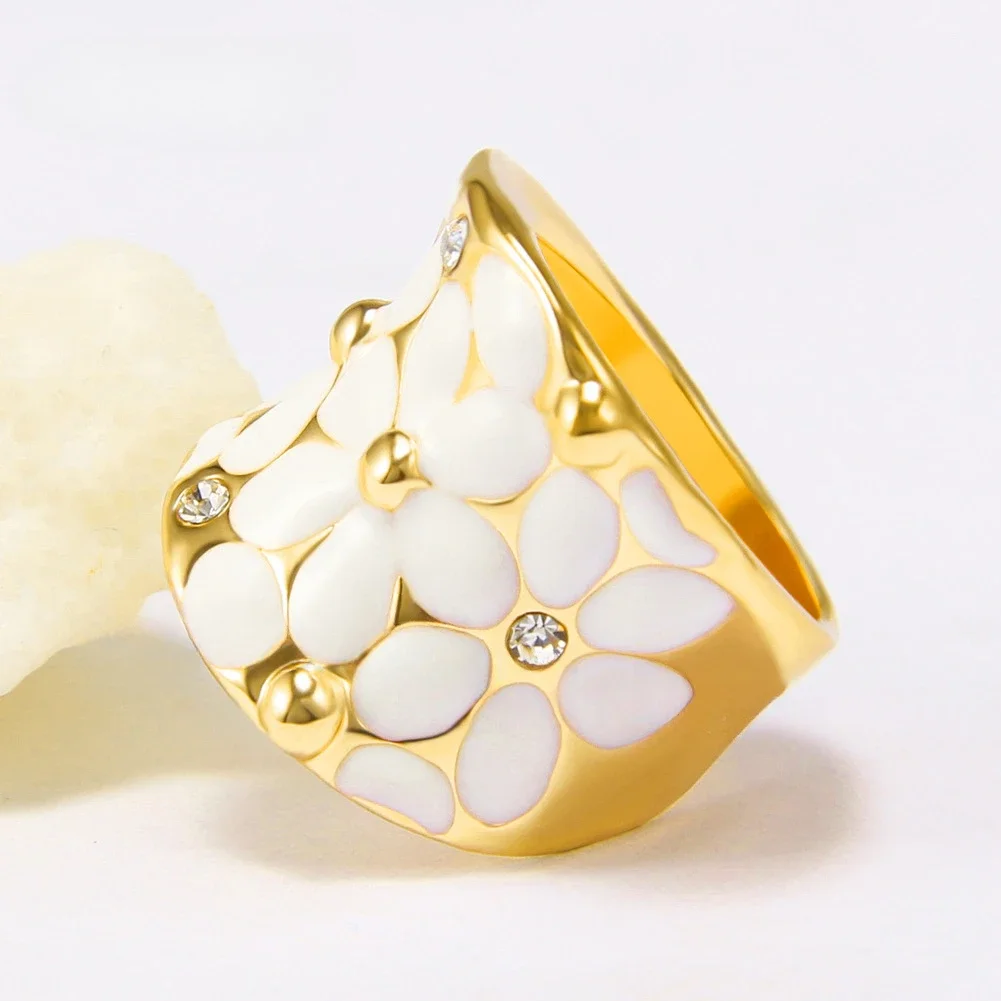 

Fashion Personalized Fashion Jewelry Flower Dropping Oil Rings Wedding Jewelry Size 6-9