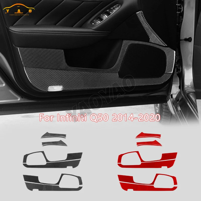 

Real Soft Carbon Fiber For Infiniti Q50 2014-2020 Car Accessories Front Door Anti-kick Speaker Pane Cover Trim Interior Sticker