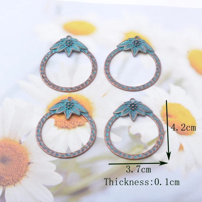 10 Stück Vintage-Stil Antik Silber-Goldfarbene Runde Charms Metall-Anhänger DIY Ohrring-Herstellung Damenschmuck – Detail 5