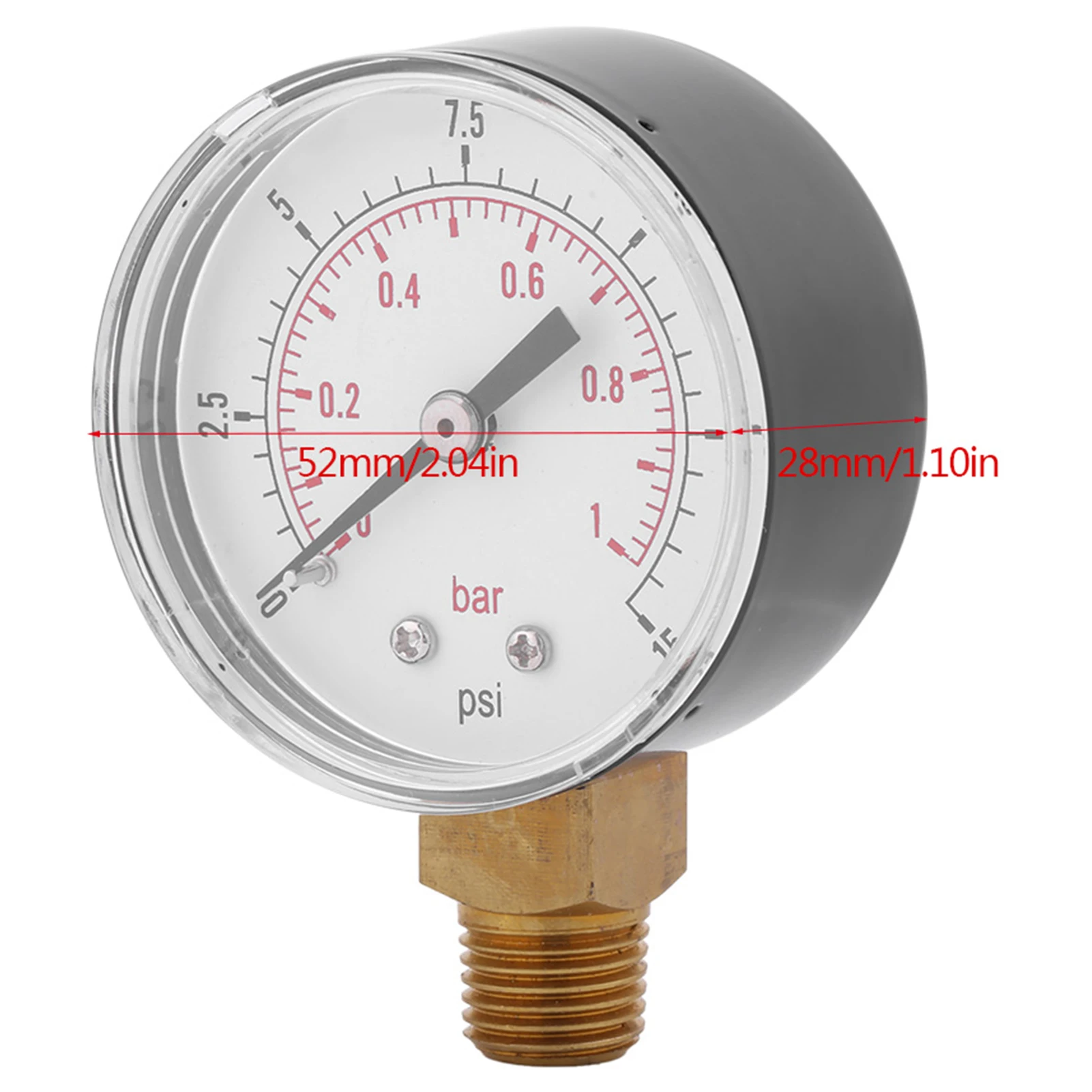 Mini Low Pressure Gauge For Fuel Air Oil Or Water 0-15psi/0-1bar BSPT