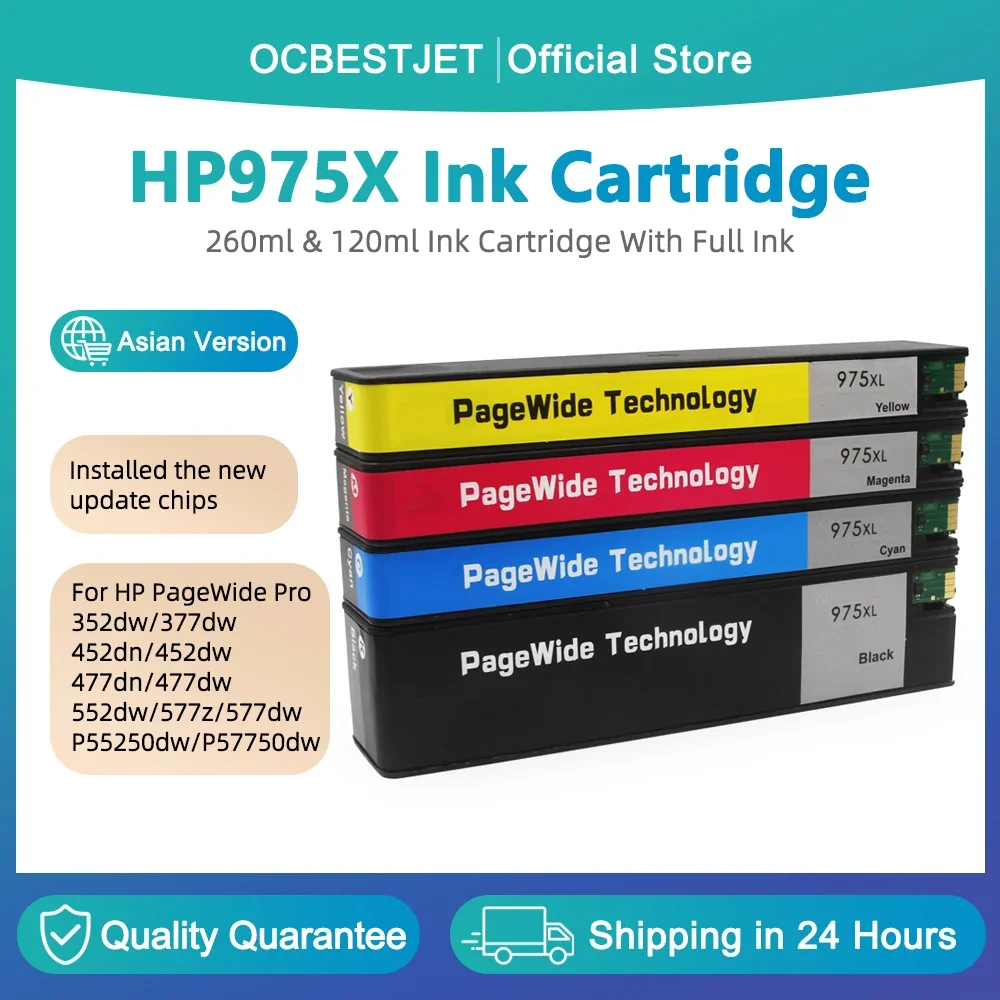 

Для HP 975XL 975X полные чернильные картриджи для HP PageWide Pro 352dw/377dw/452dn/452dw/477dn/477dw/552dw/577z/577dw/P55250dw/P57750dw