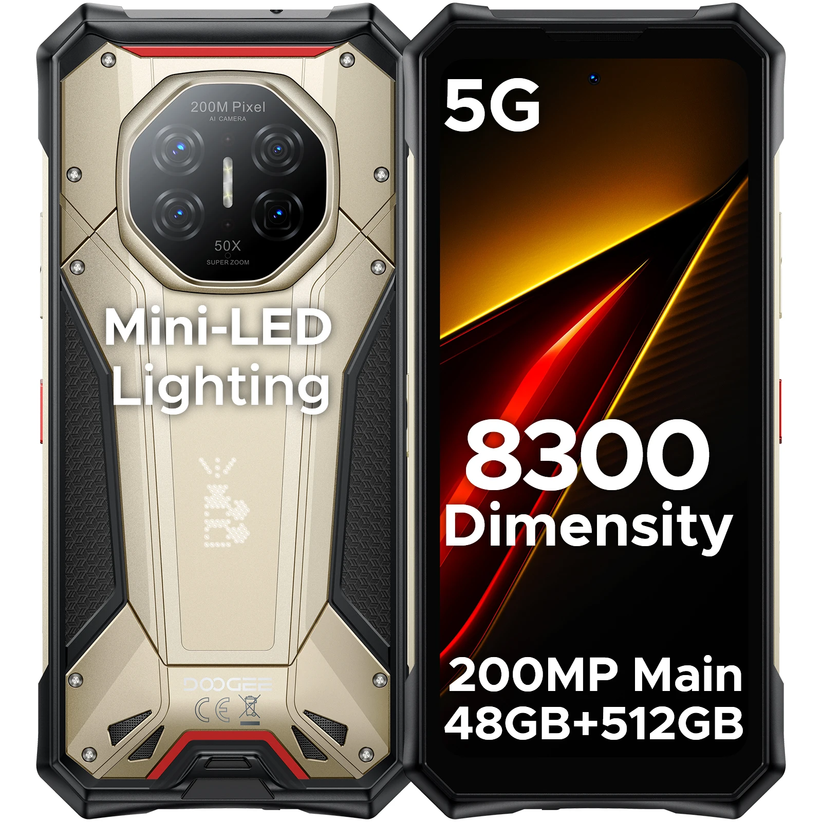 DOOGEE S300 Pro Robuuste Telefoon 48GB+512GB Dimensity 8300 11000mAh Batterij 66W 6.78” FHD+120Hz 200MP Camera Android16 Smartphone