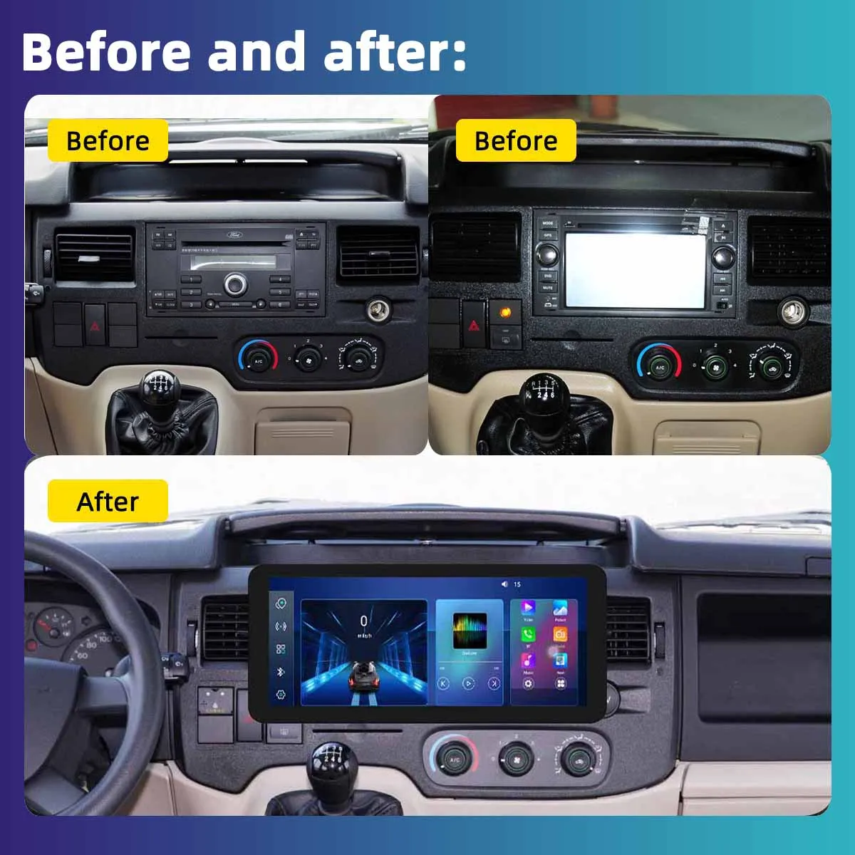 Car Radio for Ford New Transit 2009 - 2019 Focus 2005-2010 2 Din Android Screen Stereo Head Unit Autoradio GPS Multimedia Player