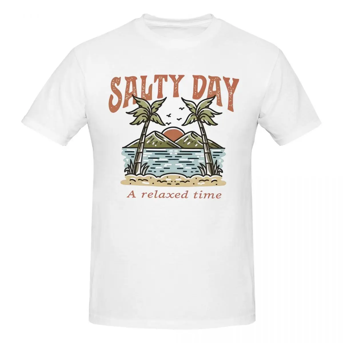 Men Salty Day A Relax Time Coconut Tree Beach T Shirt Streetwear Oversized Cotton Custom Sleeve Anime Shirt