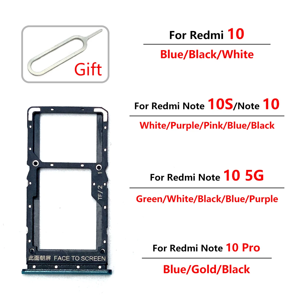 Sim Card Tray For Xiaomi Redmi Note 10 Note 10S Note 10 Pro 4G 5G SIM Card Adapter Dual Sim Card Holder Spare Parts