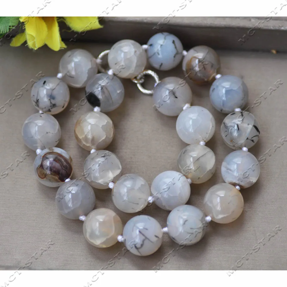 

Z14132 Большое 20 дюймов, 20 мм, серое и желтое (желе из иичи), круглое ожерелье из смешанных агатовых бусин