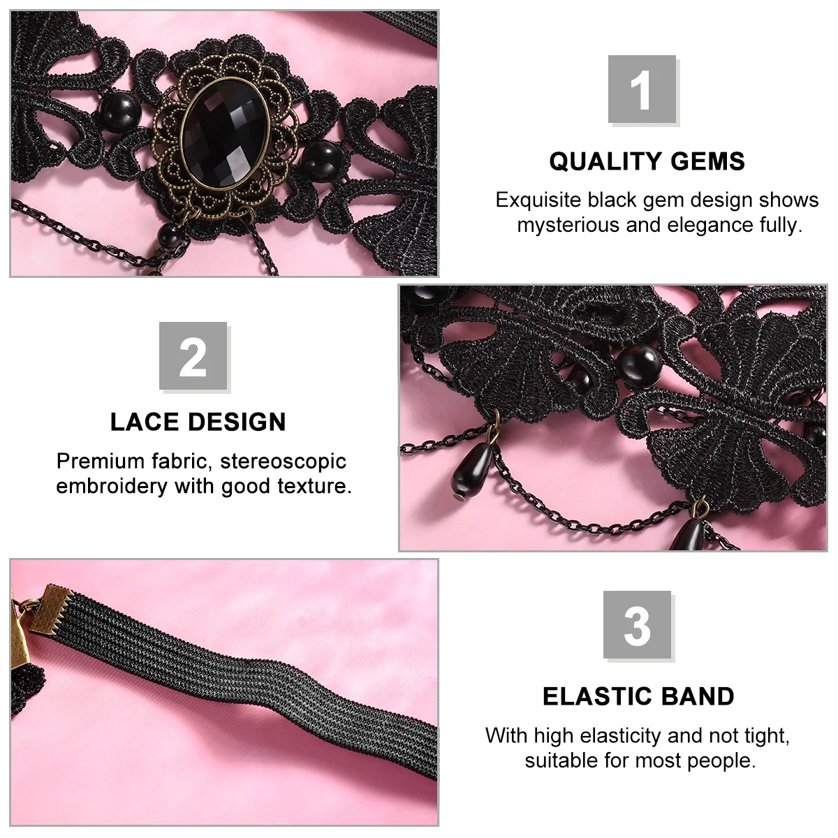 Lace Forehead Band Halloween Headdress Hair Accessories Gothic Headpiece Black Miss