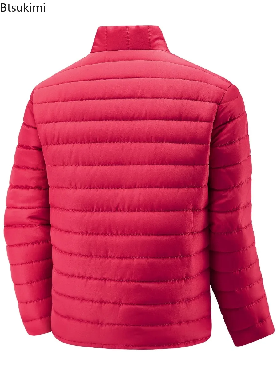 Winter Men's Lightweight Parka Jackets Fashion Stand Collar Zipper Slim Warm Waterproof Jackets Men Work Outdoor Windbreak Coats