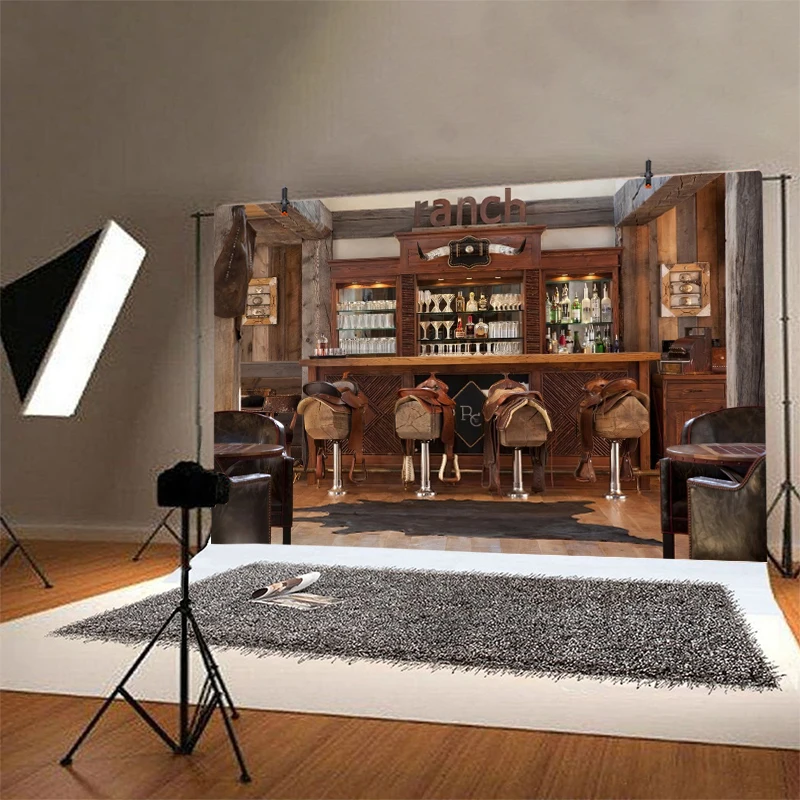 Fondo de salón Bar, cartel de cumpleaños de vaquero, decoraciones de fiesta de Club de vino, puerta de madera de campo de vaquero, accesorios de fondo de fotografía