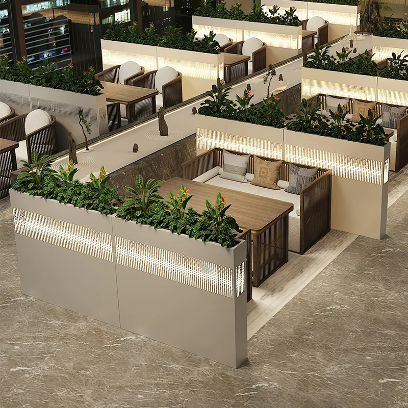 V*-Commercial Restaurant Booth Partition Iron Flower Box Customizable with Simple for Cafe Aisle Green Planting Rack