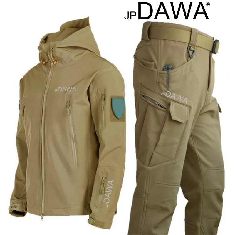 jp Dawa Winter Fishing Suit Men\'s Mountaineering Shark Skin Military Uniform Warm Wool Soft Shell Windproof Waterproof Jacket