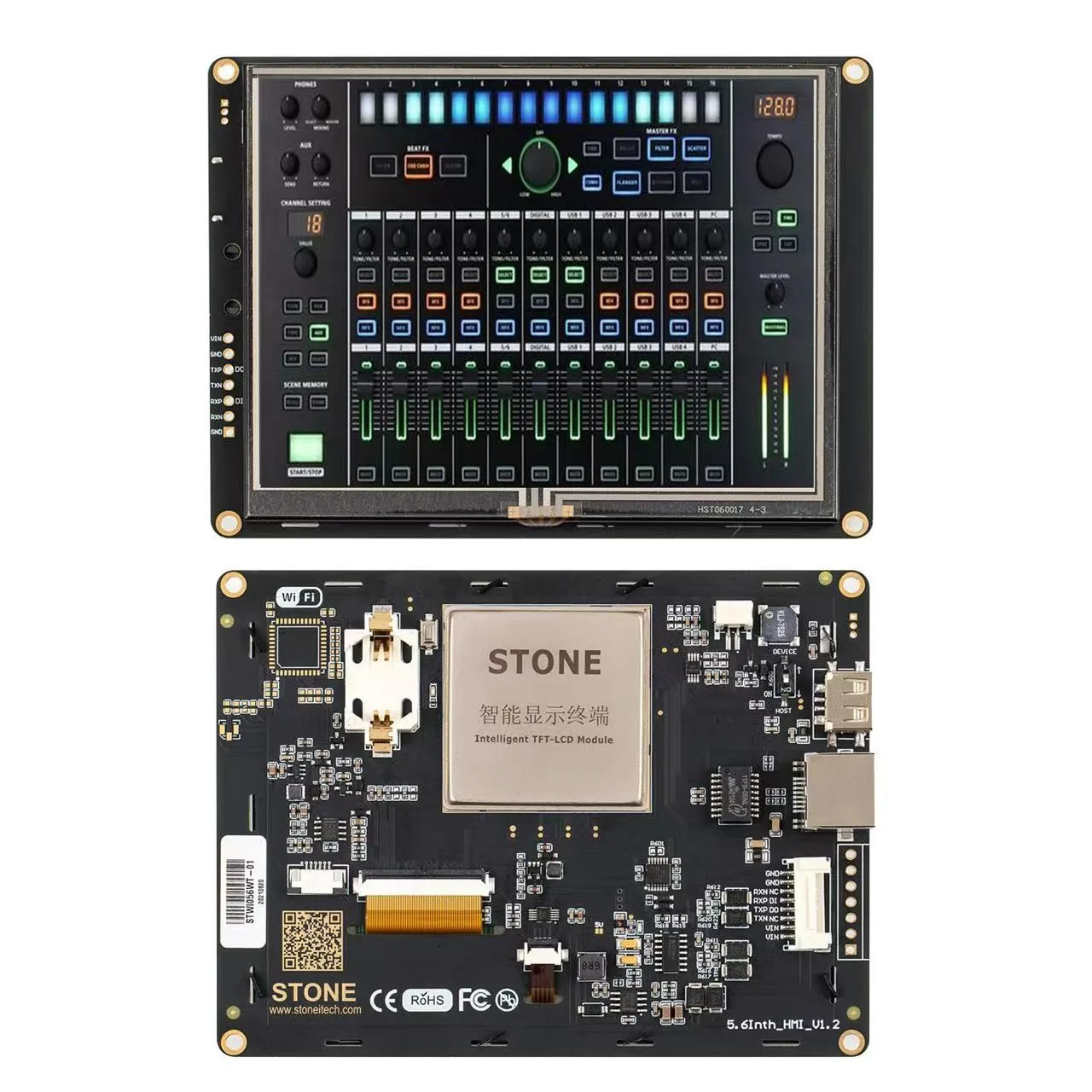 STONE Industrial 7'' 800*480 Built-in RTC / 256M Flash Capacity / Faster MCU Clock HMI Touch Display STWI070WT-01