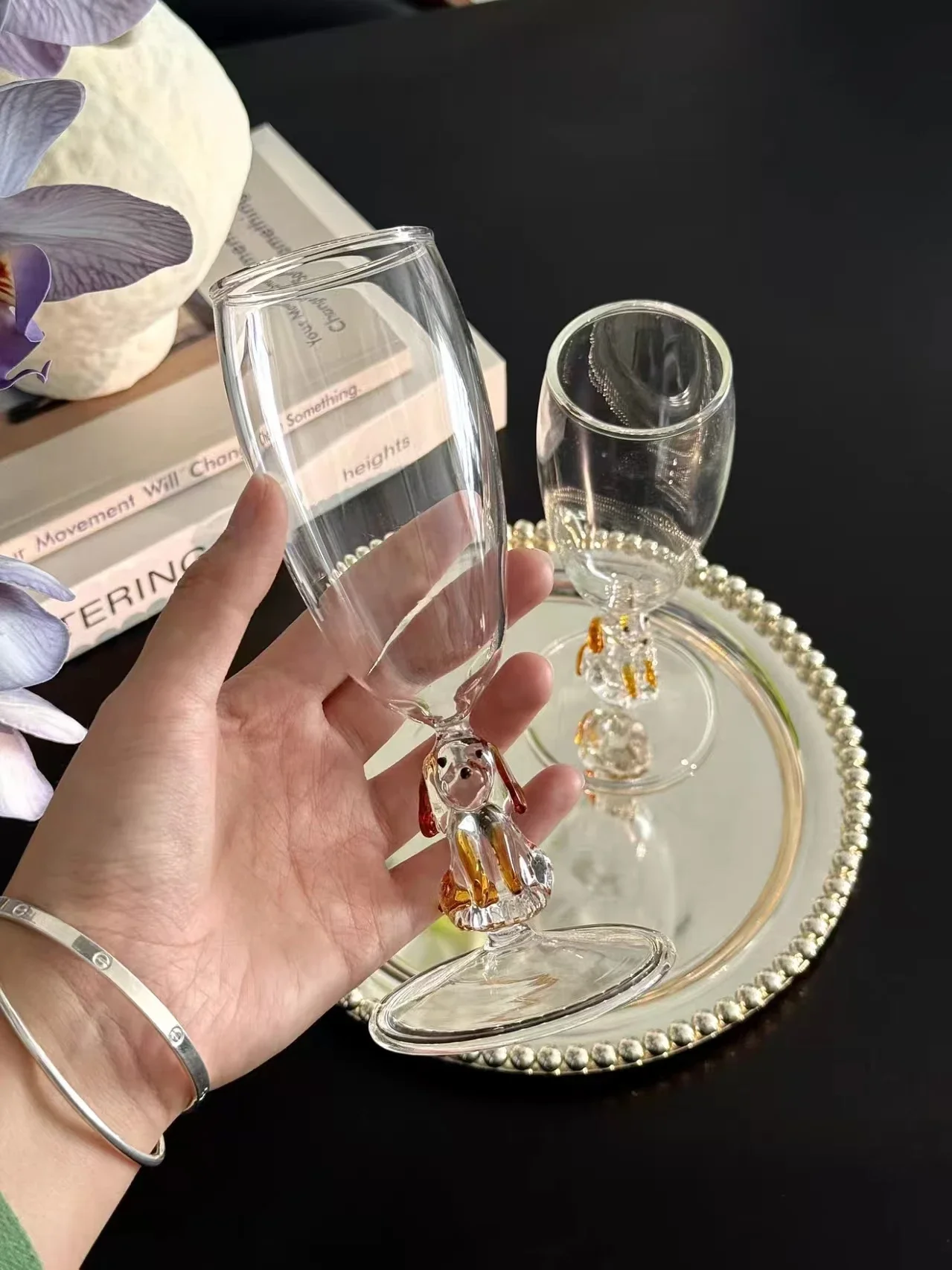 Lucky Puppy Designer Wine Glass Cute Slightly Tipsy Stemmed Glass Pretty Niche Gift For Wine Lovers