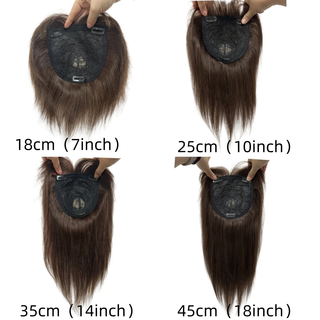 Rambut Asli Tebal untuk Wanita dengan Rambut Menipis, Hair Topper untuk Wanita dengan Poni, Jepit Rambut Lurus