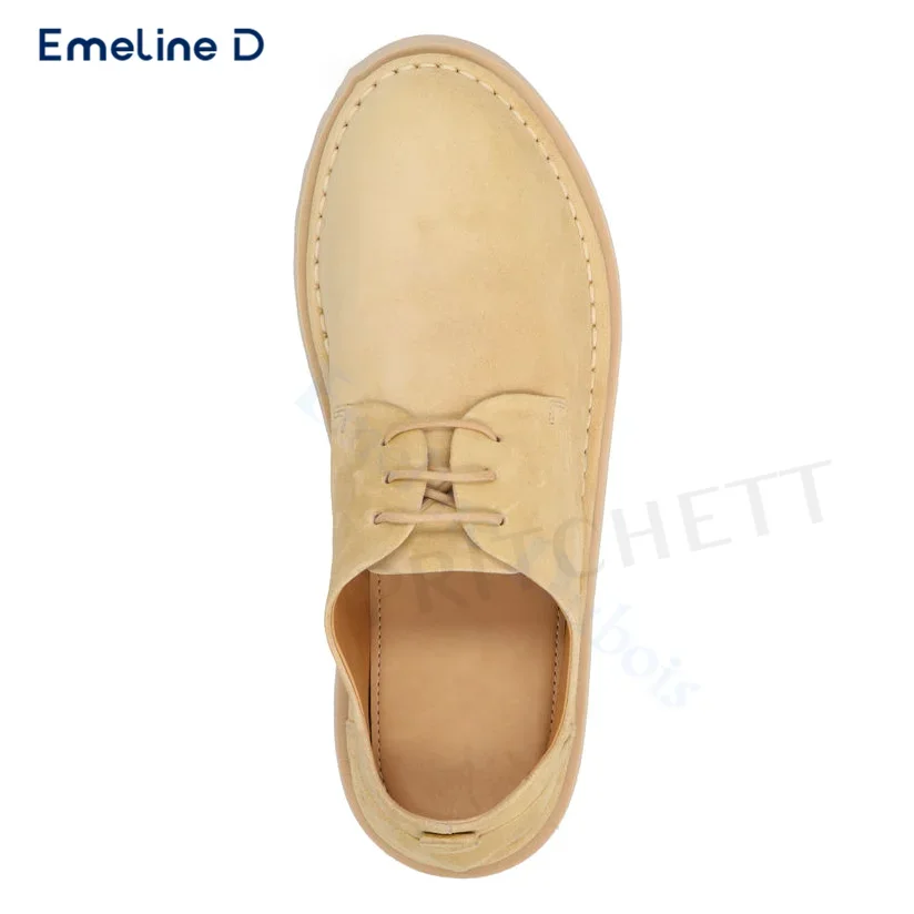 Soft Suede Solid Color Lace-Up Slip-On Round Toe Fashionable Simple Casual Shoes Large Size Comfortable Men's Shoes