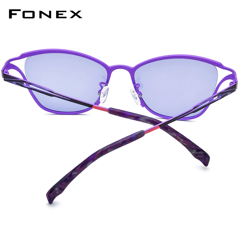 FONEX Titanium Sunglasses For Women Trendy Brand Design Cateye Sun Glasses High-end Japanese Cat Eye Shades 85922T
