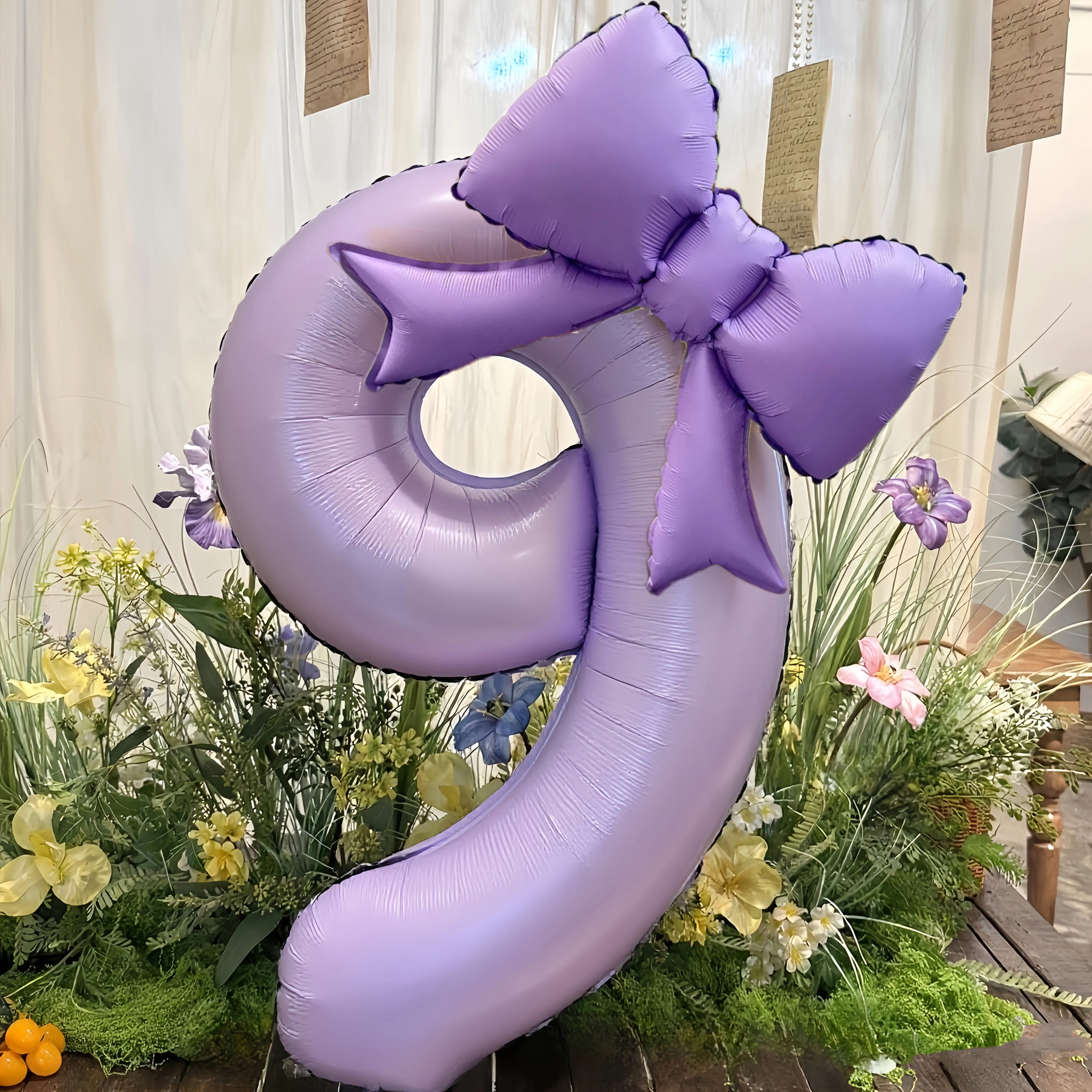 2 Stück 40 Zoll cremefarbene und violette Zahlenballons 0-9 mit Schleife für Kinder und Erwachsene, Geburtstagsdekoration, festliche Partyzubehör, Jubiläumsballon – Detail 12